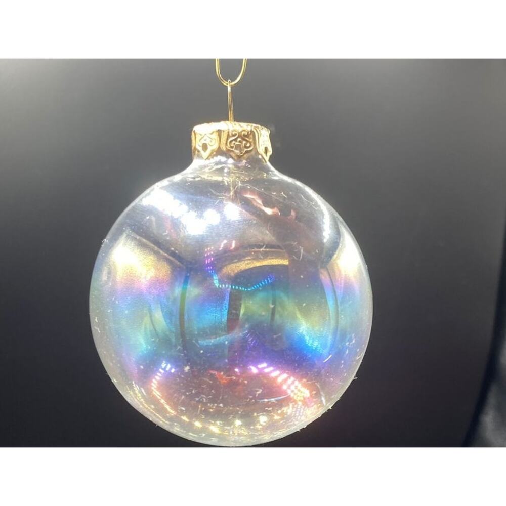 Iridescent Christmas Ornament Balls Hanging Tree Balls Gold - Picture 2 of 2